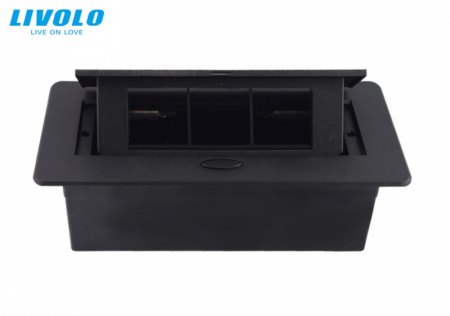 Doze si adaptoare Livolo - Carcasa tripla neagra incorporabila pentru birou 6M Livolo