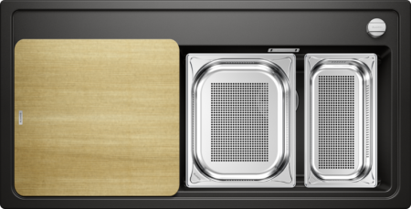 Chiuvete granit bucatarie - Chiuveta bucatarie BLANCO ZENAR XL 6 S-F SteamerPlus cu tocător lemn si recipiente inox