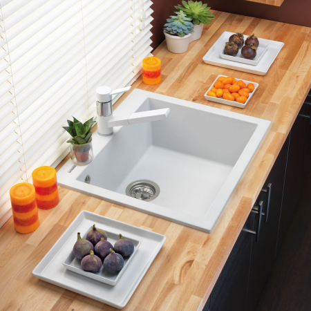 Chiuveta bucatarie granit CookingAid Cube ON5610 Alba / Polar White + accesorii montaj [9]