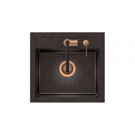 Chiuveta bucatarie granit cu finisaj negru perlat/cupru Steingran Art Copper cu dozator si baterie Steiner [1]