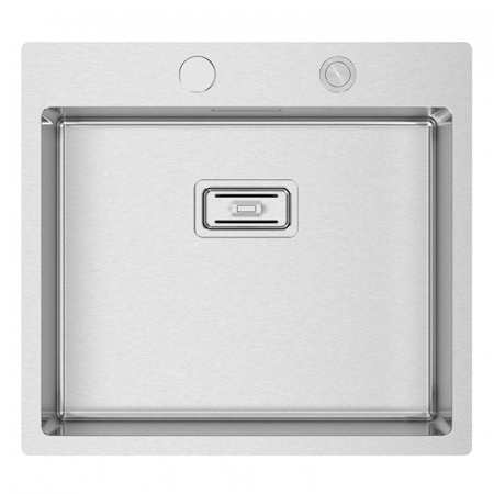 Chiuveta bucatarie inox CookingAid BOX LUX 57 cu ventil scurgere dreptunghiular si accesorii montaj [1]