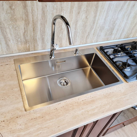 Chiuveta bucatarie inox CookingAid BOX LUX 76 cu ventil automat scurgere + accesorii montaj [22]