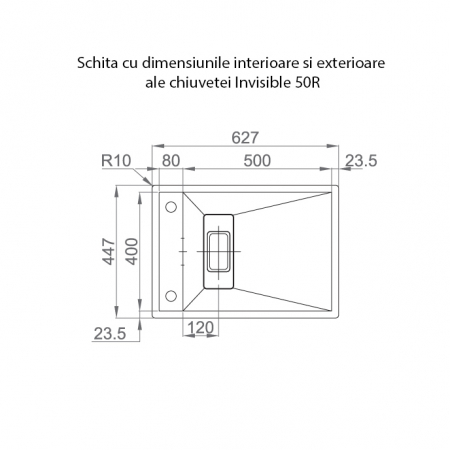 Chiuveta bucatarie inox CookingAid INVISIBLE 50R cu baterie telescopica integrata, capac scurgere invizibil + accesorii montaj [7]