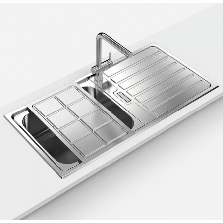 Chiuveta bucatarie inox CookingAid URBAN 105 reversibila stanga/dreapta cu picurator + accesorii montaj [3]