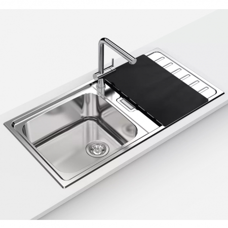 Chiuveta bucatarie inox CookingAid URBAN 105 reversibila stanga/dreapta cu picurator + accesorii montaj [2]