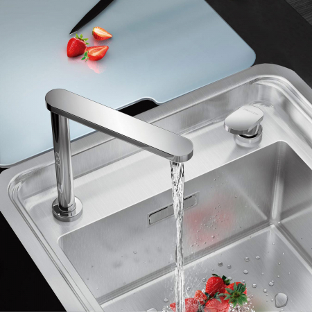 Chiuveta bucatarie inox CookingAid VISION 40 cu baterie telescopica integrata, tocator sticla temperizata + accesorii montaj ideala pentru montaj sub geam [1]