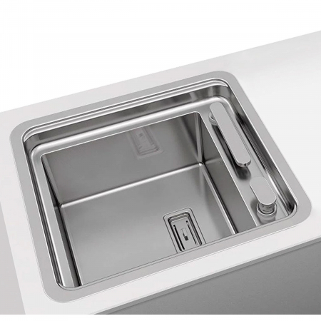 Chiuveta bucatarie inox CookingAid VISION 40 cu baterie telescopica integrata, tocator sticla temperizata + accesorii montaj ideala pentru montaj sub geam [3]