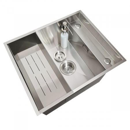 Chiuvete si baterii bucatarie - Chiuveta bucatarie inox INVISIBLE DEEP cu tavita inox, dozator detergent + accesorii montaj