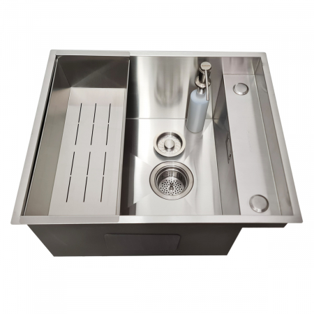 Chiuveta bucatarie inox INVISIBLE DEEP cu tavita inox, dozator detergent + accesorii montaj [6]
