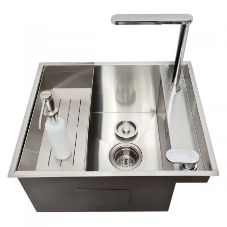 Chiuveta bucatarie inox INVISIBLE DEEP cu tavita inox, dozator detergent + accesorii montaj [9]
