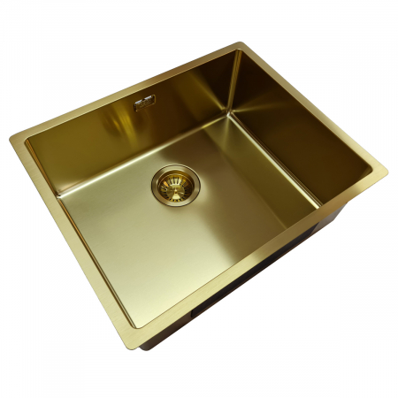 Chiuveta bucatarie inox TASCA CANOVA CA50 Gold cu strat PVD ceramic culoare aurie cu montaj pe blat, sub blat sau la nivelul blatului si accesorii montaj [4]