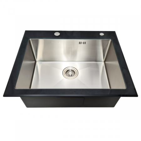 Chiuveta bucatarie inox CookingAid TEMPERED GLASS cu tocator personalizat sticla temperizata, scurgator vase/paste/fructe, gratar rulabil inox, dozator detergent + accesorii montaj [5]
