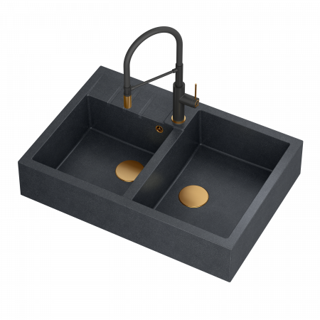 Chiuveta de bucatarie BILL 120 GranitQ cu 2 cuve Apron style Quadron [8]