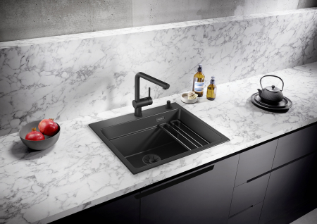 Chiuveta granit bucatarie Blanco ETAGON 6 black edition cu excentric si 2 sine din otel [1]