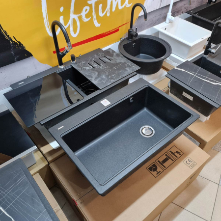 Chiuvetă bucătărie granit CookingAid Cube ON3322 negru metalic [9]