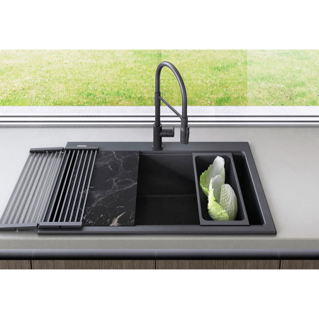 Chiuvetă bucătărie granit CookingAid Cube ON3322 negru metalic [7]