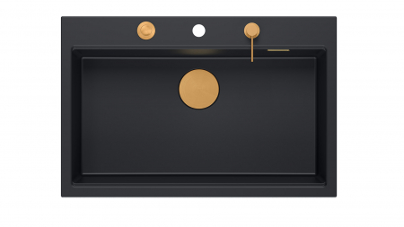 Chiuveta Granit Workstations MARK Quadron cu dozator+tocator lemn+capac scurgere [1]