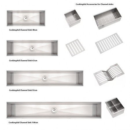 Chiuveta ingusta multifunctionala tip rigola CookingAid Channel sink 48cm cu 2 accesorii incluse [6]