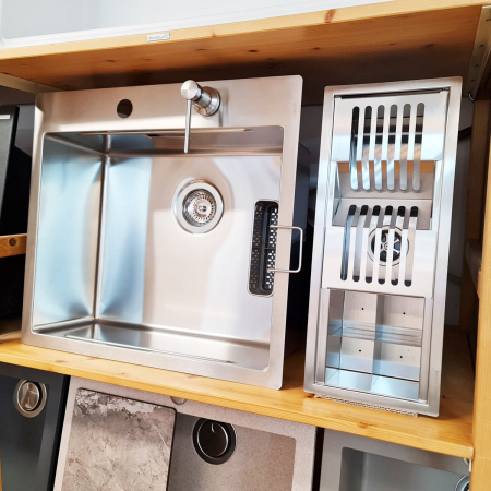 Chiuveta ingusta multifunctionala tip rigola CookingAid Channel sink 48cm cu 2 accesorii incluse [4]
