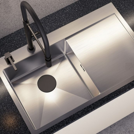 Chiuvete inox bucatarie - Chiuveta inox bucatarie o cuva+picurator Russel 111 Quadron, grosime 1 mm inox periat