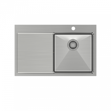 Chiuvete si baterii bucatarie - Chiuveta inox bucatarie picurator+ cuva dreapta Russel 111 Quadron, grosime 1 mm inox periat