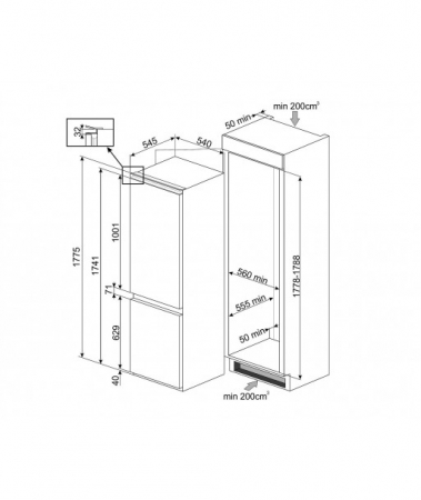 Combina frigorifica incorporabila Smeg C8174TNE Total No Frost, A++ [1]