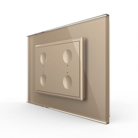 Intrerupatoare tactile Livolo - Intrerupator cvadruplu cu touch integrat 3M, standard italian cu rama sticla