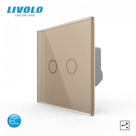 Electrice - Intrerupator inteligent EC dublu tactil, cap scara / cruce Generatie Noua, cu panou sticla