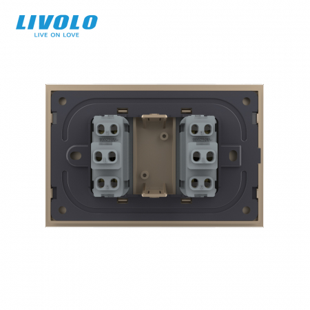 Intrerupator mecanic dublu cap scara 3M, cu rama sticla Livolo [3]