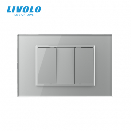 Intrerupator mecanic dublu cap scara 3M, cu rama sticla Livolo [3]