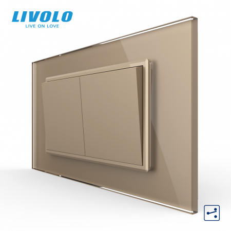 Intrerupatoare mecanice Livolo - Intrerupator mecanic dublu cap scara, 4M, cu rama sticla Livolo diferite culori