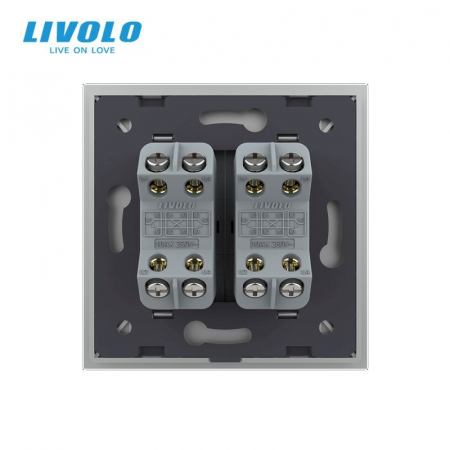 Intrerupator mecanic dublu cruce 2M, cu rama sticla Livolo [3]