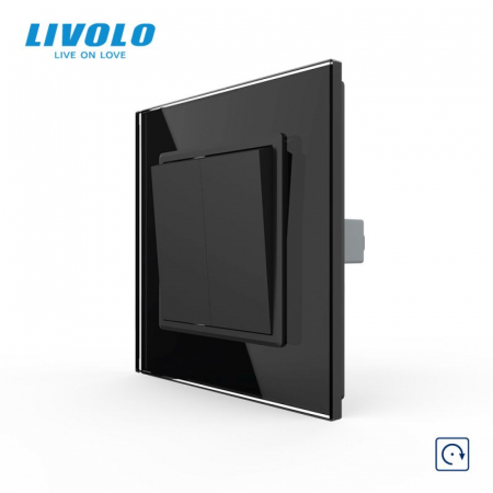 Intrerupatoare mecanice Livolo - Intrerupator mecanic dublu cu revenire 2M, cu rama sticla Livolo