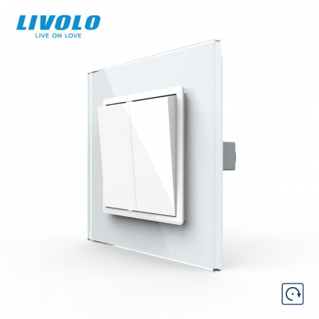 Intrerupatoare mecanice Livolo - Intrerupator mecanic dublu cu revenire 2M, cu rama sticla Livolo