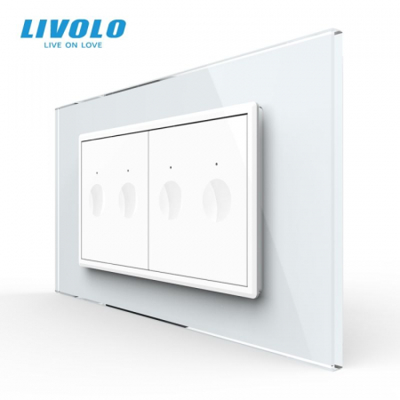 Intrerupatoare tactile Livolo - Intrerupator tactil dublu + Intrerupator tactil dublu, 4M, cu rama sticla Livolo