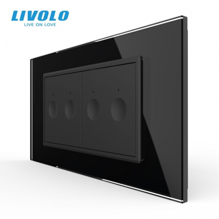 Intrerupatoare tactile Livolo - Intrerupator tactil dublu + Intrerupator tactil dublu, 4M, cu rama sticla Livolo