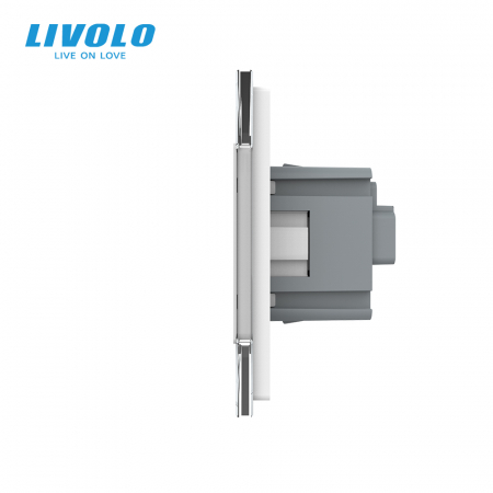 Intrerupator tactil dublu si priza schuko cu panou din sticla Livolo [1]