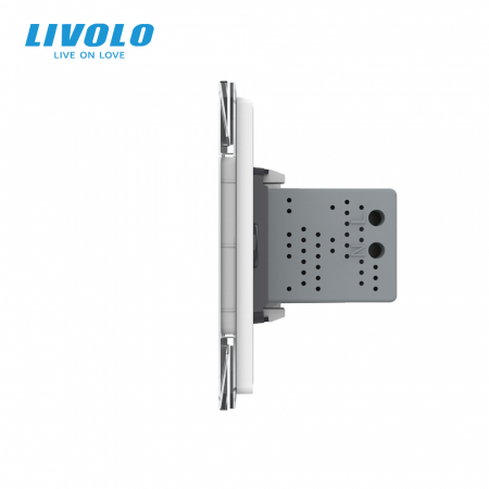 Intrerupator tactil dublu cap scara/cruce+ priza dubla USB, 4M, cu rama sticla crystal Livolo [1]