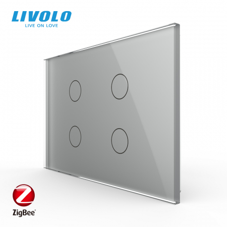Intrerupatoare Smart Livolo - Intrerupator tactil Livolo qvadruplu cap scara/cruce ZIGBEE standard italian serie noua