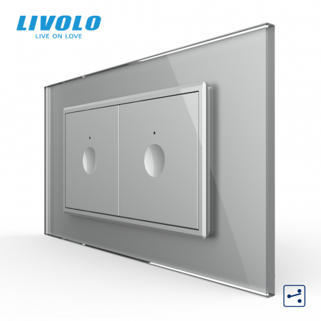Intrerupatoare tactile Livolo - Intrerupator tactil simplu cap scara + Intrerupator tactil simplu cap scara, 4M, cu rama sticla crystal Livolo