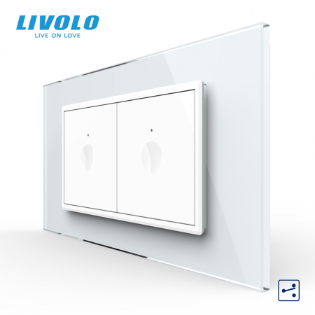 Intrerupatoare tactile Livolo - Intrerupator tactil simplu cap scara + Intrerupator tactil simplu cap scara, 4M, cu rama sticla crystal Livolo