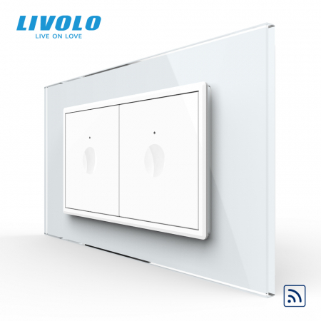 Intrerupatoare tactile Livolo - Intrerupator tactil simplu + Intrerupator tactil simplu, 4M, cu rama sticla crystal Livolo