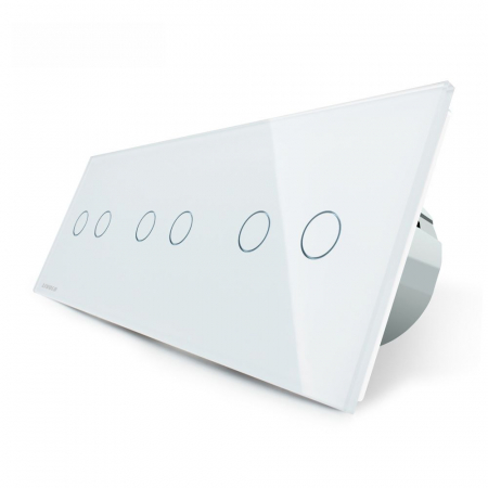 Intrerupatoare tactile Livolo - Intrerupător tactil 3 x dublu Livolo cu panou din sticla Crystal