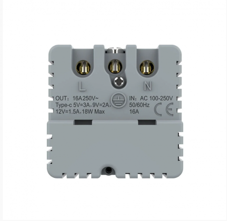 Priza simpla Schuko si slot USB Tip-C Standard German 2M cu panou din sticla [3]