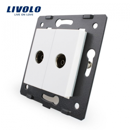 Module - Modul Priza dublă TV, 2xTV, Livolo cu panou sticla