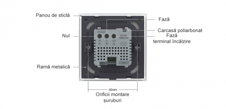 Modul termostat cu fir pentru incalzire in pardoseala, afisaj electronic,Livolo [3]