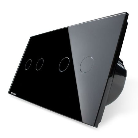 Intrerupatoare tactile Livolo - Intrerupător tactil dublu+dublu Livolo cu panou din sticla Crystal