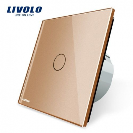 Intrerupatoare Livolo - Întrerupător simplu Livolo, reset/buton revenire, Auriu VL-C701H-13
