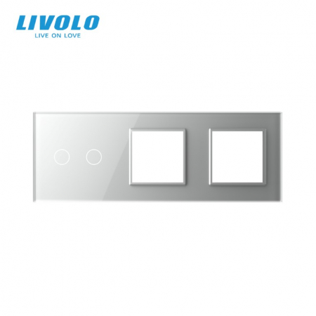 Panou intrerupator tactil dublu si rama priza dubla, Livolo [1]