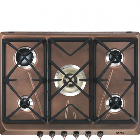 Electrocasnice Mari - Plita incorporabila inox emailat cu 5 arzatoare pe gaz 70 cm Smeg, colectia Coloniale